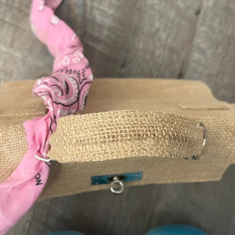Luna Sarah by Mamour St Barth Burlap Handbag With Shoulder Strap Resortwear